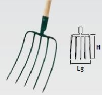 LEBORGNE Fourche &agrave; fumier/ma&iuml;s 5 dents - 30 cm manche bois certifi&eacute; PEFC