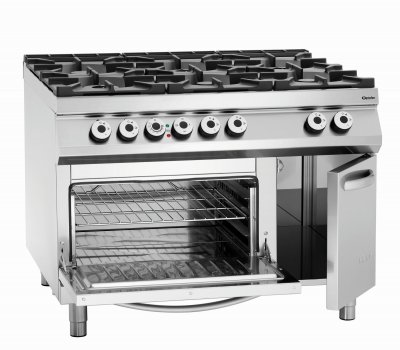 BARTSCHER Fourneau &agrave; 6 feux vifs avec four &agrave; gaz GN 2/1 et armoire neutre