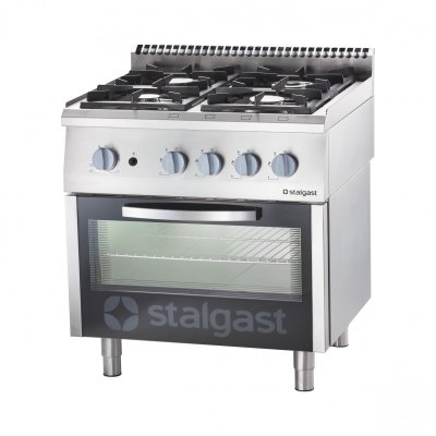 STALGAST Fourneau &agrave; Gaz 4 Br&ucirc;leurs (2x5 + 2x7) avec Four &agrave; Gaz - G20 ou G30 - 