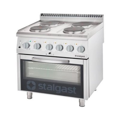 STALGAST Fourneau Electrique 4 Plaques avec Four Electrique Statique - - - Acier inoxydable 800x700x850mm
