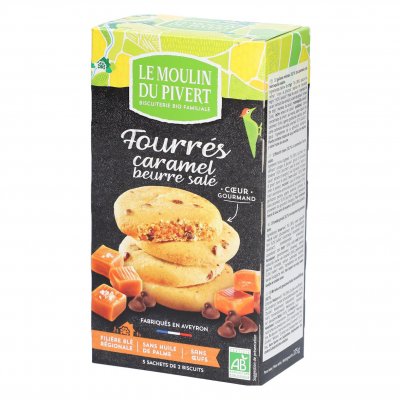 LE MOULIN DU PIVERT Fourr&eacute;s caramel beurre sal&eacute; BIO,  (175 g)