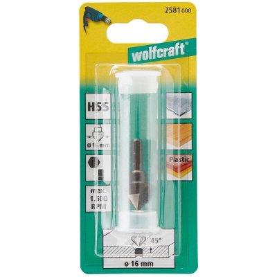 WOLFCRAFT Fraise &agrave; encastrer HSS 3 tranchants  2581, Diam.16 mm
