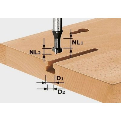 FESTOOL Fraise &agrave; rainurer en T HW avec queue de 8mm HW S8 D10,5/NL13 - 491035