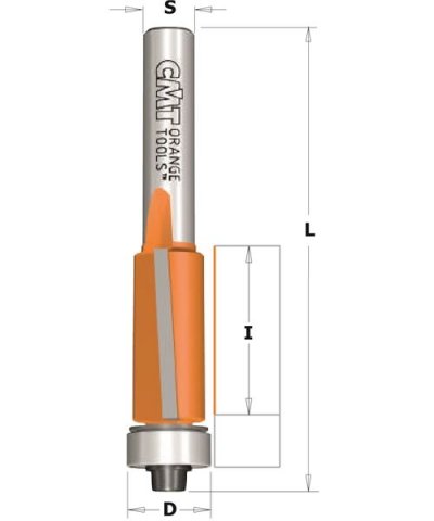 CMT ORANGE TOOLS Fraise carbure &agrave; affleurer 12,7 mm x 9,6 mm queue 8 mm - CMT