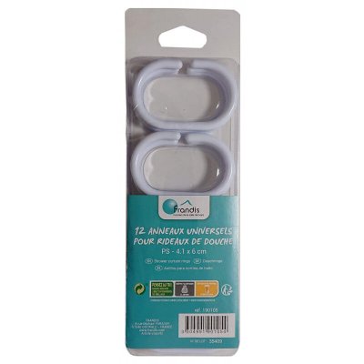 FRANDIS  12 anneaux blanc pour rideaux de douche