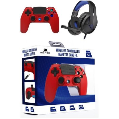 FREAKS AND GEEKS  Pack Manette PS4 Bluetooth ROUGE + Casque Pro-1661