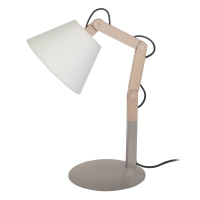 TOSEL FREKI - Lampe de chevet articul&eacute; bois taupe,naturel et &eacute;cru