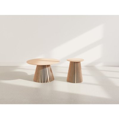 Freya - ensemble table basse et bout de canap&eacute; - Effet ch&ecirc;ne