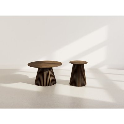 Freya - ensemble table basse et bout de canap&eacute; - Effet noyer