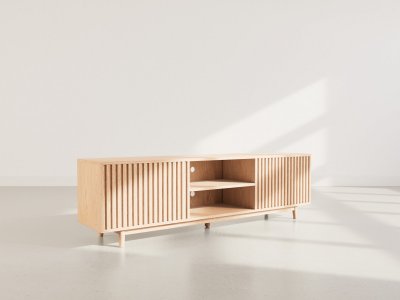 Freya - Meuble Tv 180 Cm - 2 Portes Et 2 Niches - Bois