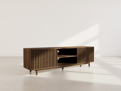  Freya - Meuble Tv 180 Cm - 2 Portes Et 2 Niches - Marron
