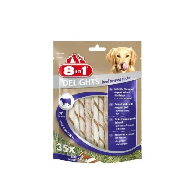 8IN1 Friandise pour chien 8 IN 1 Twisted Sticks Beef (x35)