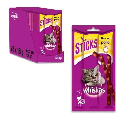MARS Friandises au poulet pour chat 84 sticks (28x3) - Whiskas