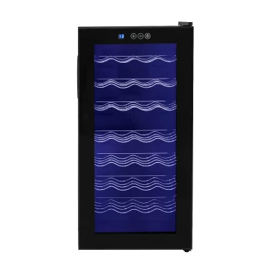 KUKOO Frigo Cave &agrave; Vin Porte en Verre &Eacute;clairage LED 78 L 28 Places Panneau Noir 8-18&deg;C