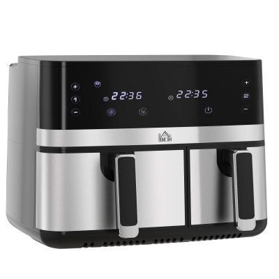 HOMCOM Friteuse &Agrave; Air Air Fryer 2700w - Double Compartiment 8,5l - Noir