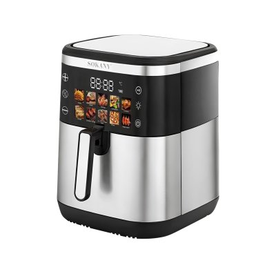 SOKANY Friteuse &agrave; Air Chaud 10L 2200W avec Ecran Tactile Cuisson Rapide Noir / Argent