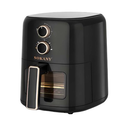 SOKANY Friteuse &agrave; Air Chaud 5L 1350W Temp&eacute;rature R&eacute;glable Jusqu' &agrave; 200&deg;C Noir