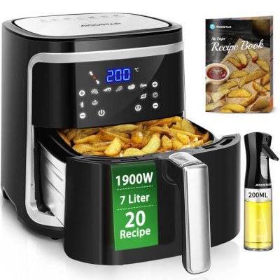AIGOSTAR Friteuse &agrave; air chaud  Cube - 1900W, grande capacit&eacute; de 7L - 8 programmes, maintien au chaud