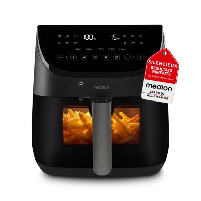 MEDION Friteuse &Agrave; Air Chaud -  Md13060 - 6,6l - 1300w - &Eacute;cran Tactile - 10 Programmes - Noir 