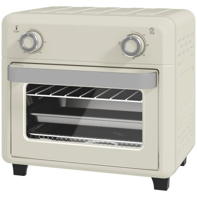 HOMCOM Friteuse &agrave; air mini four 1 000w 10l 80&deg;c-230&deg;c timer 5 accessoires inclus cr&egrave;me