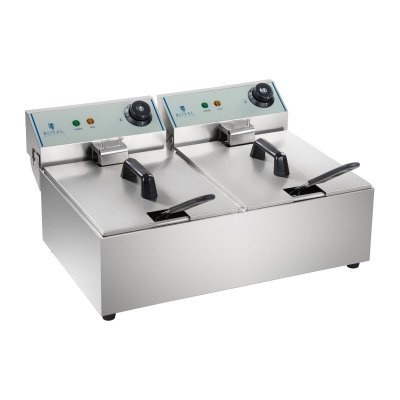 HELLOSHOP26 Friteuse acier inox 2 bacs 10 litres cuve amovible professionnelle 