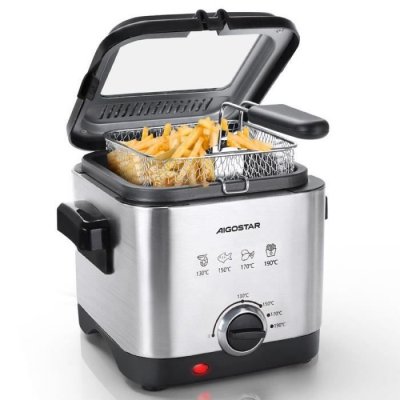 AIGOSTAR Friteuse &eacute;lectrique 1,5 litre 1000W acier inoxydable