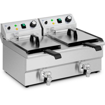 HELLOSHOP26 Friteuse &eacute;lectrique 2 x 11 litres 230 volts professionnelle acier inoxydable 14_0003987 