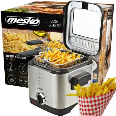 MESKO Friteuse &eacute;lectrique de 1,5l 900w gris noir