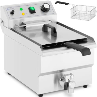 ROYAL CATERING Friteuse &Eacute;lectrique Professionnelle Inox Avec Zone Froide Robinet 230V 9L 3000W