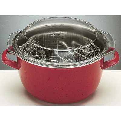 IBILI Friteuse en acier &eacute;maill&eacute; avec panier et couvercle 24 cm 