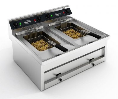 COMBISTEEL Friteuse Professionnelle Electrique &agrave; Poser 6 kW 1 ou 2 Cuves 12 L