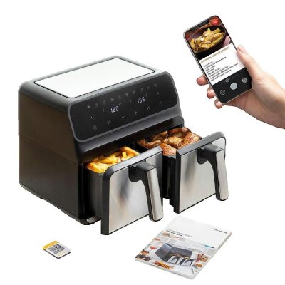 INNOVAGOODS Friteuse sans Huile  Fryinn Double 8000 Noir Acier inoxydable 3400 W 8 L