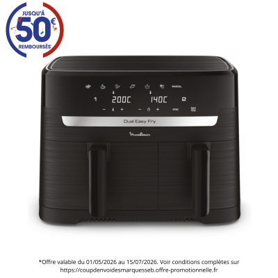 MOULINEX Friteuse sans huile  Dual Easy Fry Essential noire