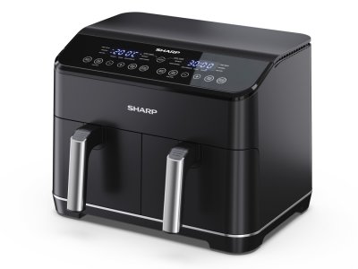 SHARP Friteuse sans huile  - Airfryer 8L - 1800 W - 2 tiroirs - 12 programmes - Noir 