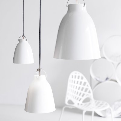 FRITZ HANSEN  Caravaggio Suspension, blanc/c&acirc;ble gris - 25,8 cm