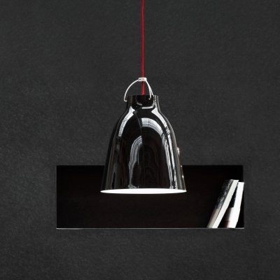 FRITZ HANSEN  Caravaggio Suspension, noir/c&acirc;ble rouge - 25,8 cm