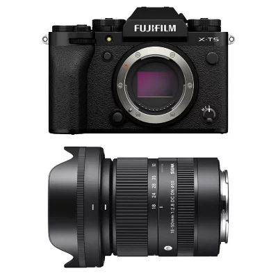 FUJIFILM  appareil photo hybride x-t5 noir + sigma 18-50 