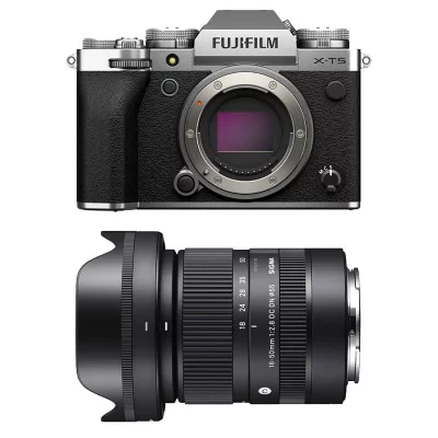 FUJIFILM  appareil photo hybride x-t5 silver + sigma 18-50