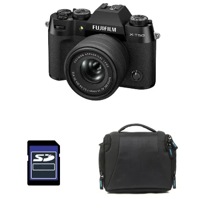 FUJIFILM  appareil photo hybride x-t50 noir + 15-45 + sac + carte sd 8 go 