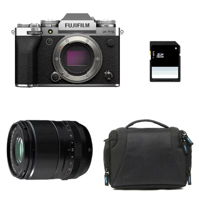 FUJIFILM  X-T5 Silver + 23mm f/1.4 WR + Sac + Carte SD 8 Go