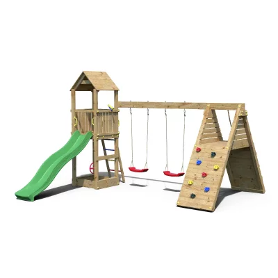 FUNGOO  Aire de Jeux avec Portique en Bois de Pin Trait&eacute;  Fleppi