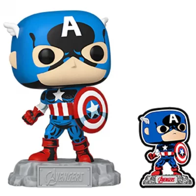 FUNKO  Pop Marvel A60 - Comic Captain America Con Pin Multicolore