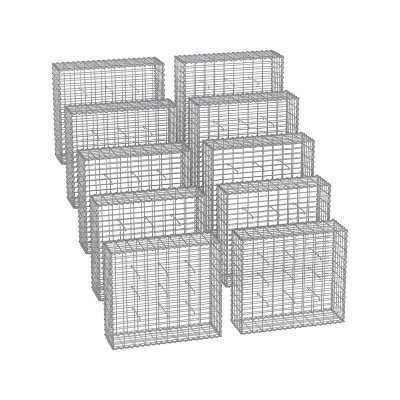 SONGMICS Gabion pierre 100 &times; 90 &times; 30 cm Colonne Banc de jardin mur en pierre galvanis&eacute; GGB193 