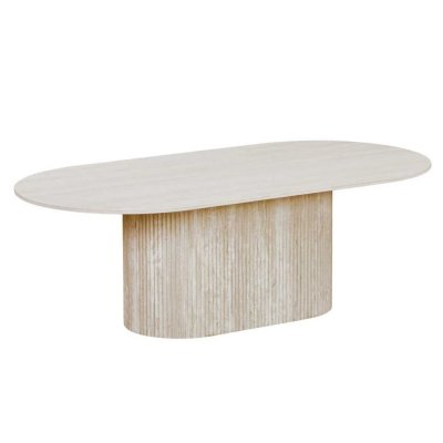 GAEL - Table basse ovale en c&eacute;ramique beige 120 cm