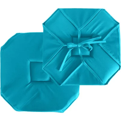 ED ENJOY HOME Galette de chaise &agrave; rabats et nouettes - Turquoise - 40 x 40 cm