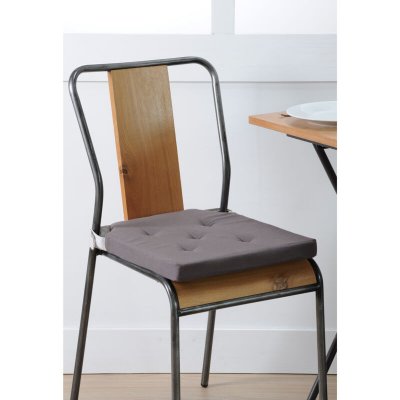 EMINZA Galette de chaise &agrave; velcro Gris/Perle 38 x 38 x 4 cm - Gris/Perle