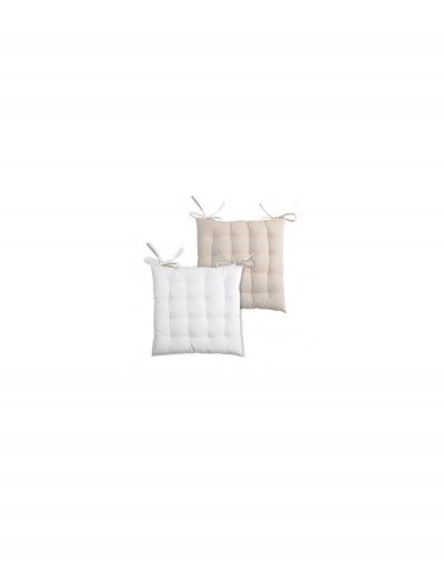 Galette de Chaise Bicolore Ecru/Lin 40 x 40 cm - Ecru/Lin