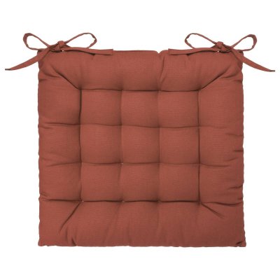 ATMOSPHERA CREATEUR D INTERIEUR Galette de chaise carr&eacute;e matelass&eacute;e 12 points avec nouettes en coton