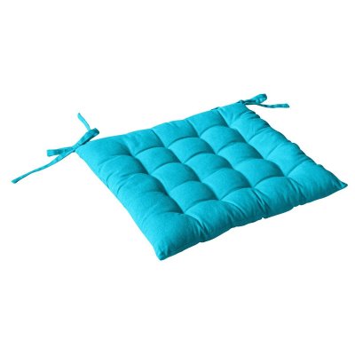  Galette de chaise piqu&eacute;e 16 points avec nouettes 38x38x5cm turquoise