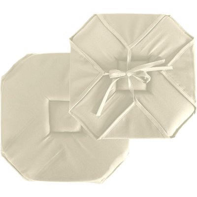 HOMEMAISON Galette de Chaise Plate Unie &agrave; Rabats et Nouettes Ecru 40 x 40 cm